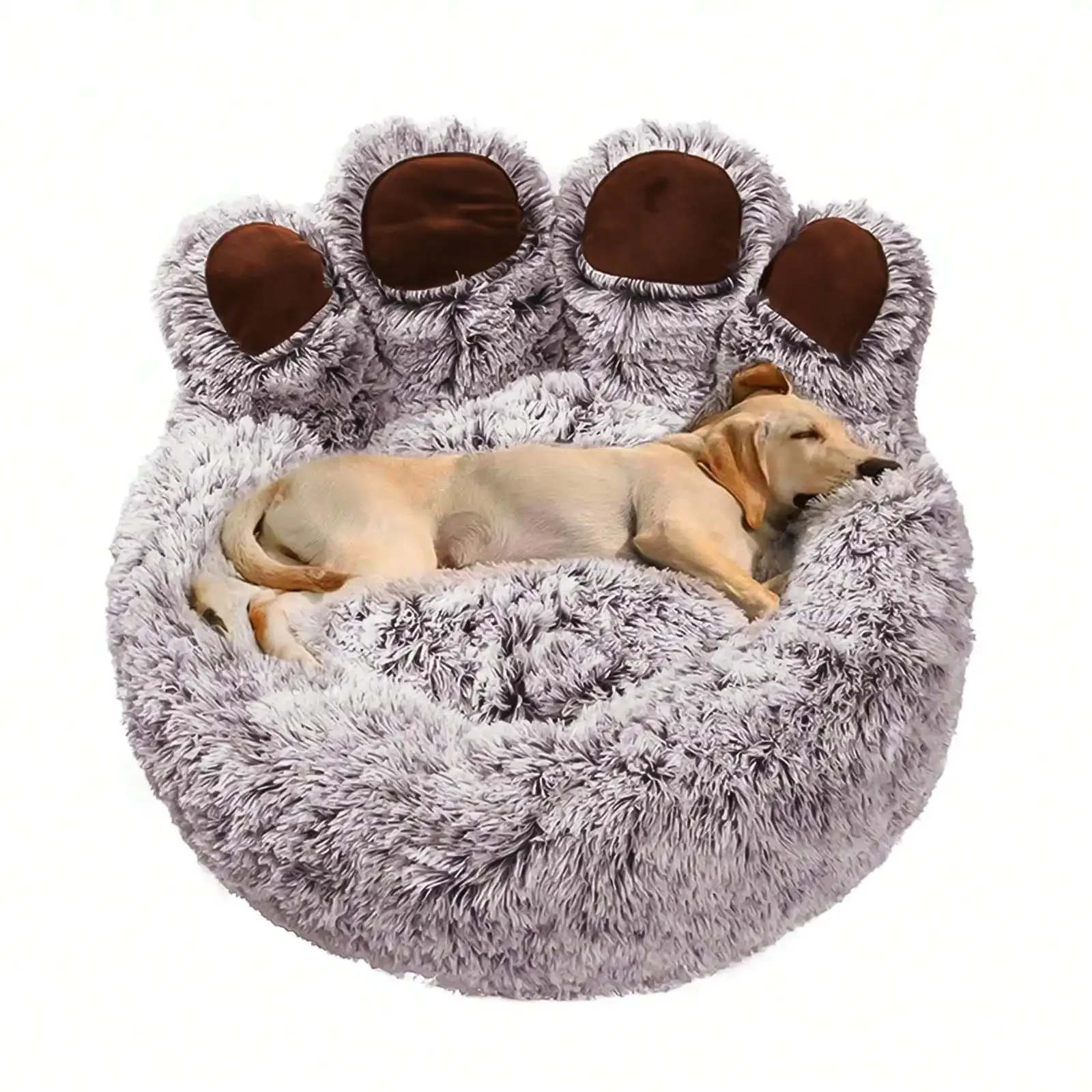 

Winter Hot Cute Bear Paw Shaped Dog Bed And Cat Bed, Calm Donut Dog Bed, Warm And Comfortable Soft Dog Round Bed