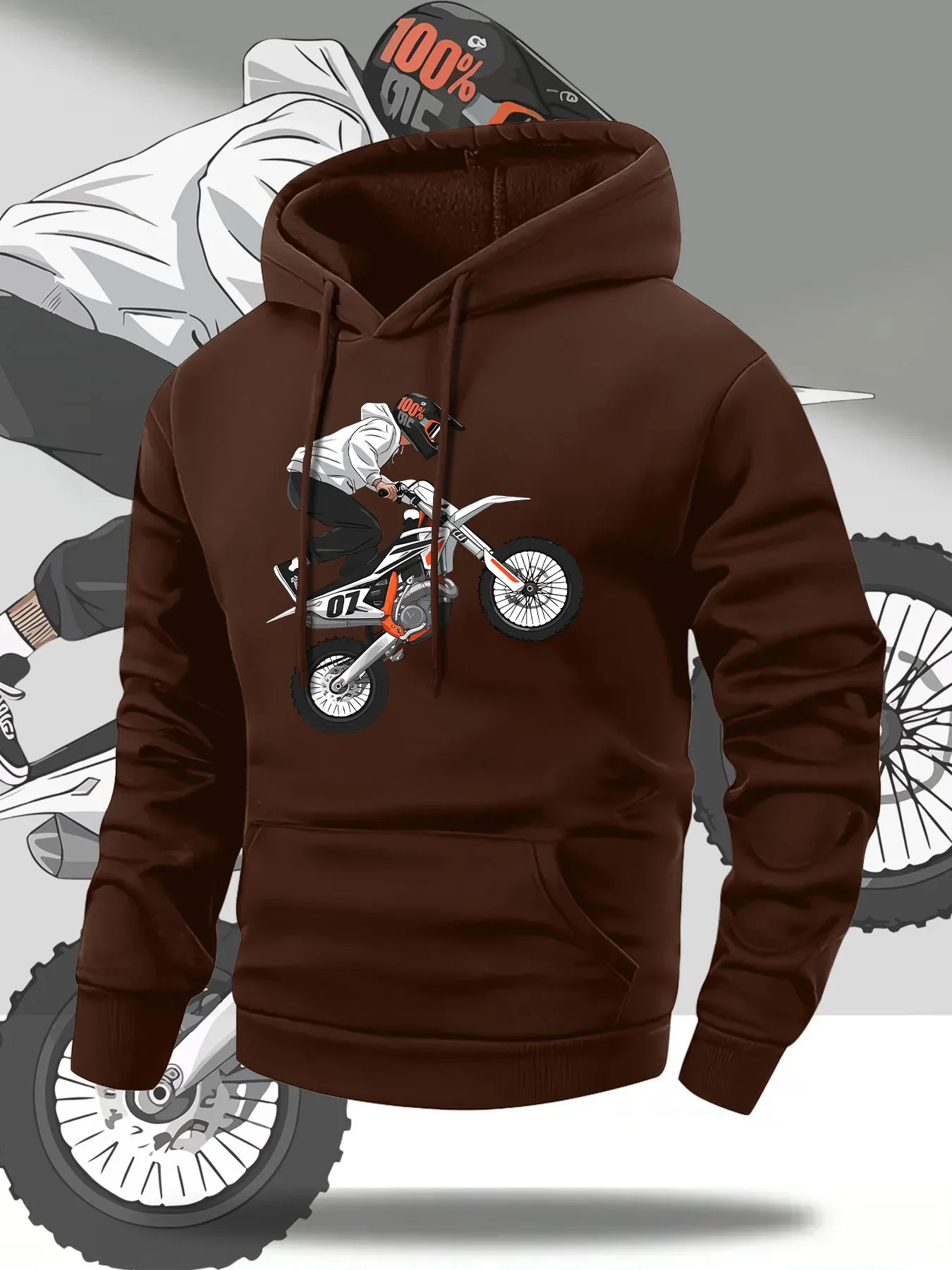 Off‑Road Dirt Bike Hoodie Motocross Rider 07 Number Front Graphic Pullover Unisex Oversized Hoodie
