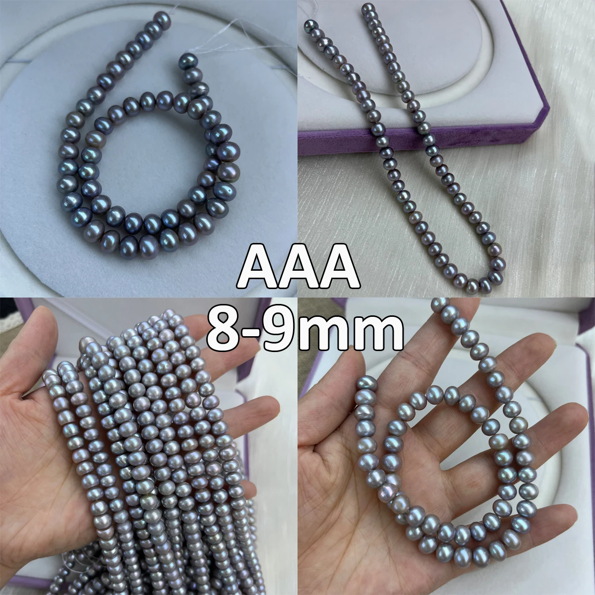 

AAA 8-9mm High Quality Irradiated Gray Natural Freshwater Pearl Oval Beads for Jewelry Making DIY Necklace Bracelet Accessories