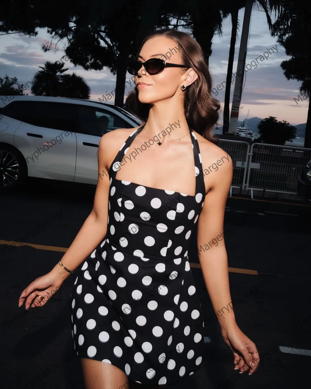 Hlater Sommer-Minikleid mit schwarzen Punkten, sexy Satin, Cocktailparty-Kleider, modischer Taft, A-Linie, Festzug-Abschlussballkleider