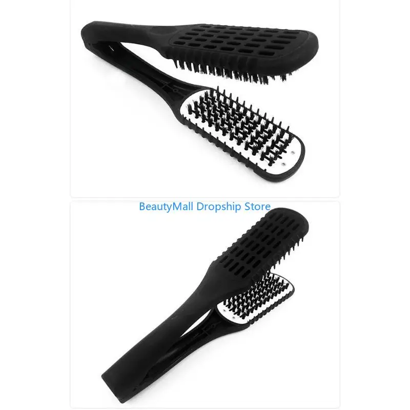 40JD Hairdressing Straightener Nylon Hair Straightening Double Brushes V Comb