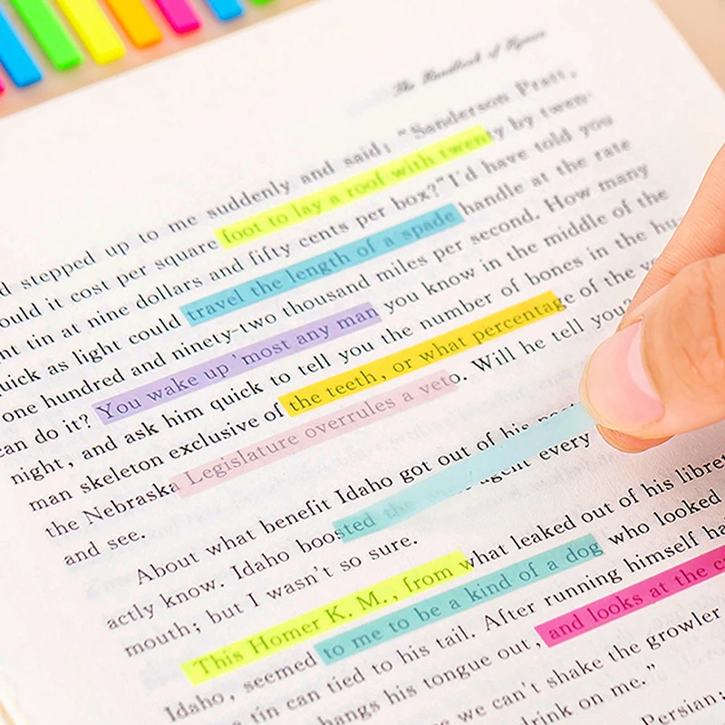 300pcs/set Reading Aid Highlight Sticker Transparent Fluorescent Index Tabs Flags Sticky Note Stationery School Office Supplies