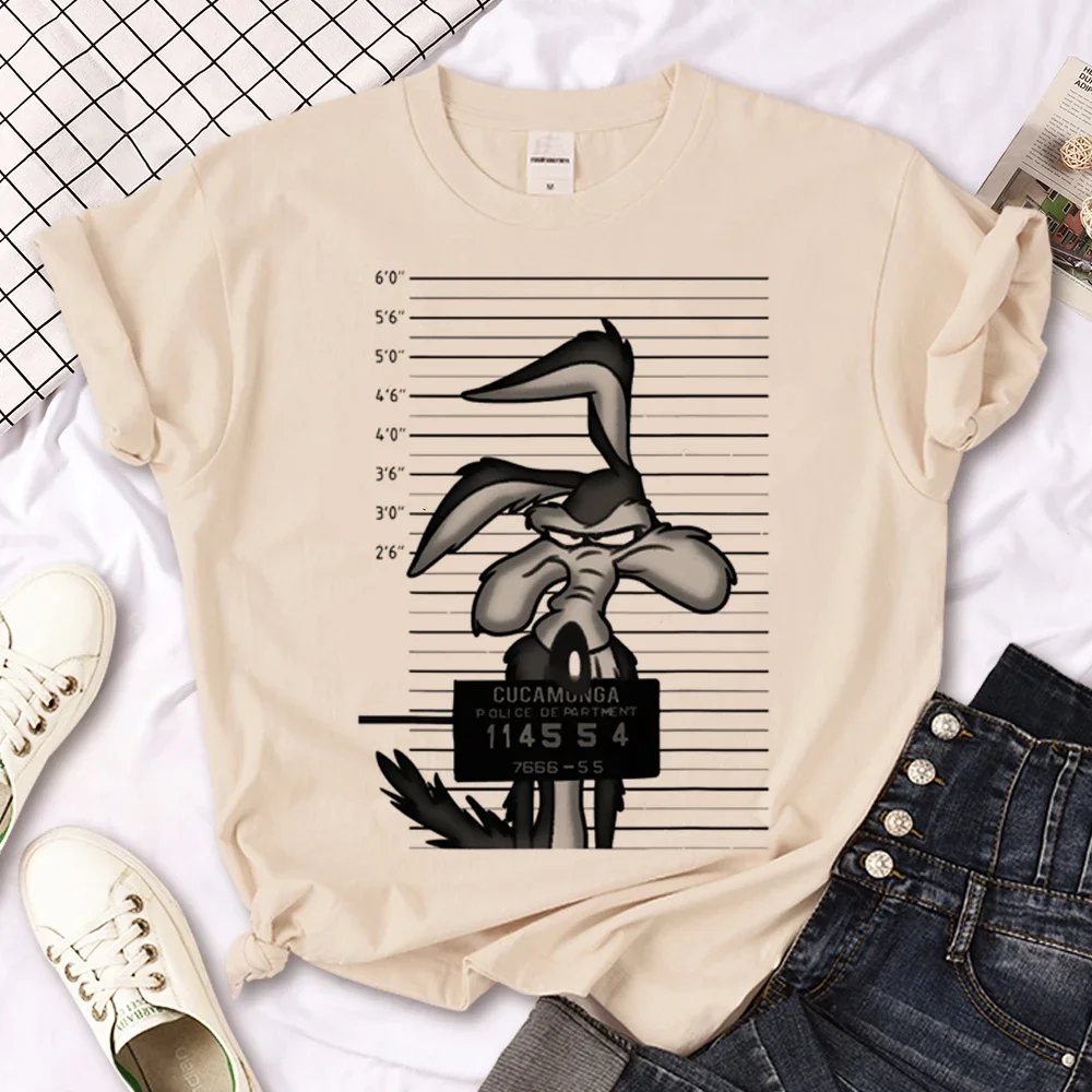 Wile e Coyote t-shirts women harajuku Y2K summer Tee girl manga clothing Womens Casual Short Sleeve Streetwear Cotton Tops