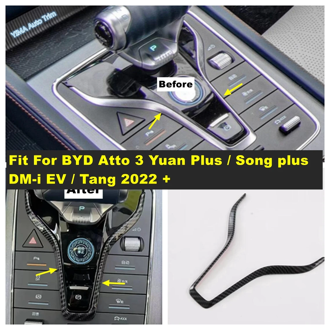 

Auto Interior Shift Gear Mouldings Stripes Accessories Cover Trim For BYD Atto 3 Yuan Plus / Song Plus DM-i EV / Tang 2022 2023