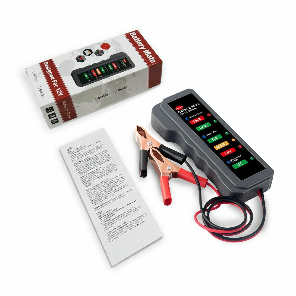 Ancel BM310 12V Car Battery Tester Alternator Charge Status Overload Health Diagnostic Tool Motorcycle Auto Battery Analyzer