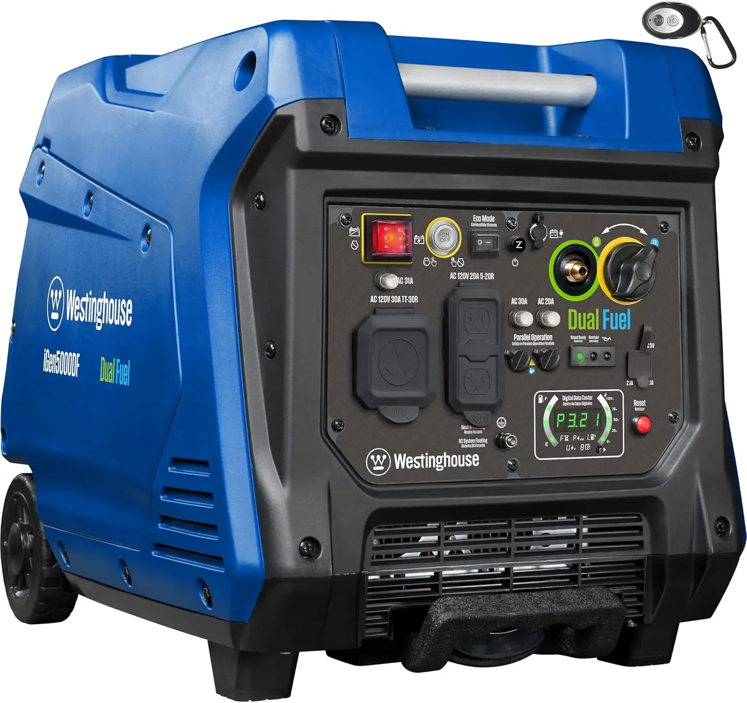 5000 Peak Watt Super Quiet Dual Fuel Portable Inverter Generator, Remote Electric Start, Gas & Propane Powered