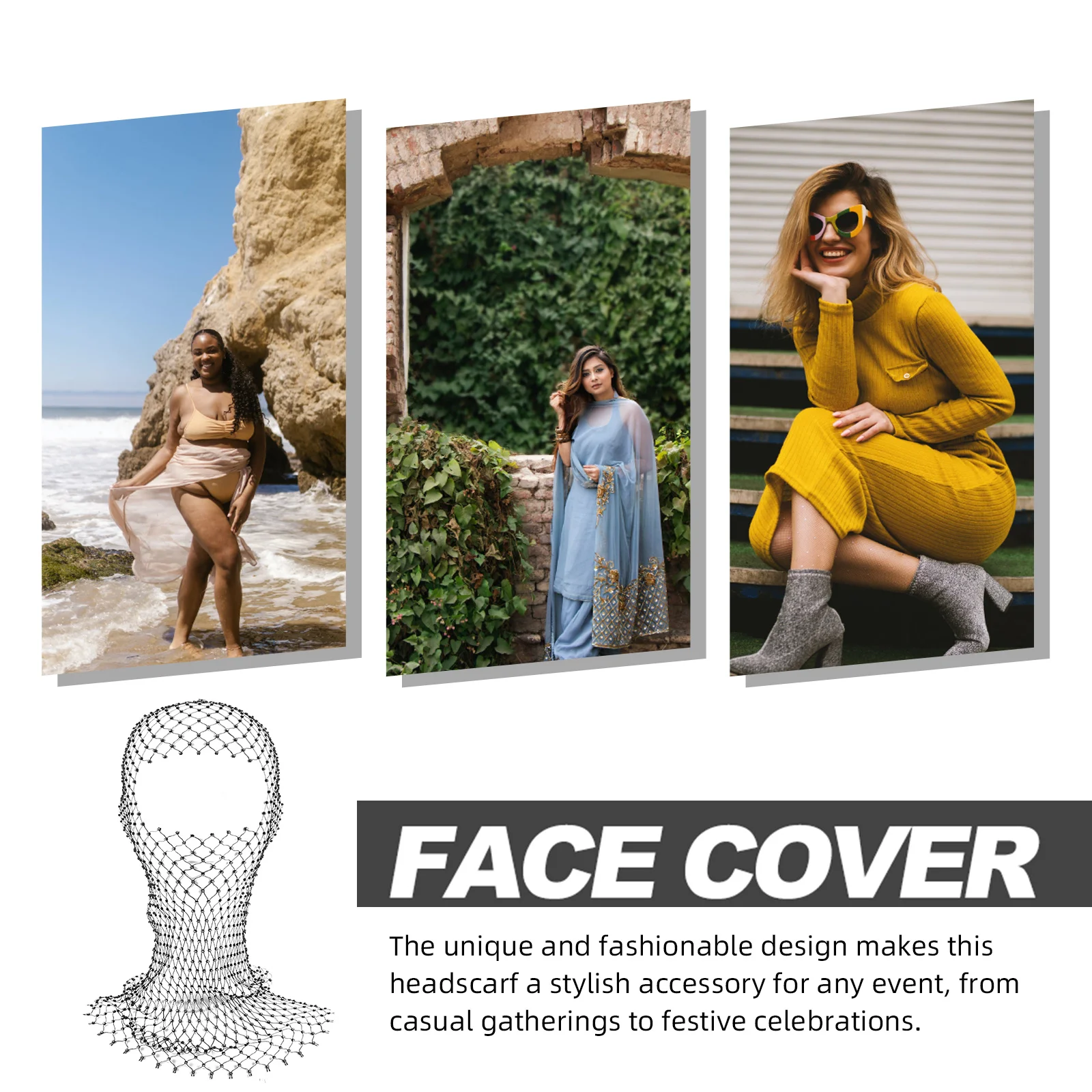 قناع وجه شبكي من حجر الراين المتلألئ، أغطية رأس شبكية سوداء للنساء، إكسسوار أزياء الهالوين، حجاب لامع