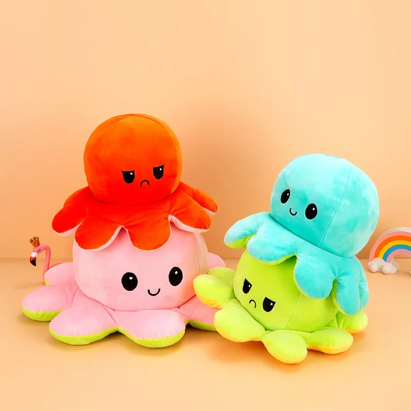 Flipped Octopus Doll, Double-sided Flipped Mood Happy Sad-Toy, Cute and Fun Children's Gift, Bedroom Decoration, New Christmas