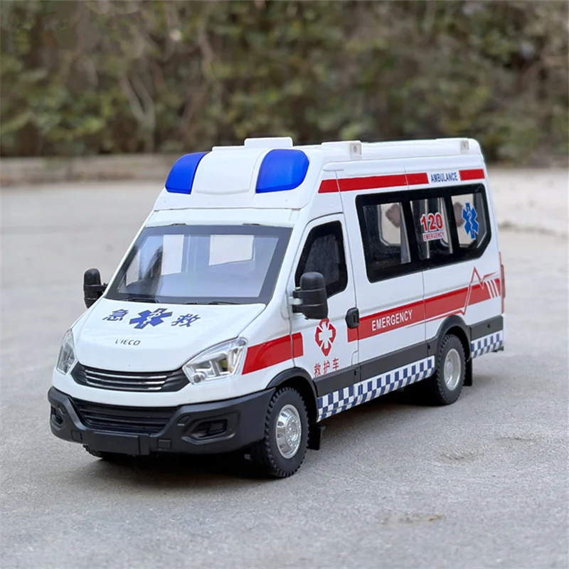 

1:24 Alloy ambulance Car Model Diecasts Metal Police School Bus Vehicles Car Model Simulation Sound and Light Childrens Toy Gift