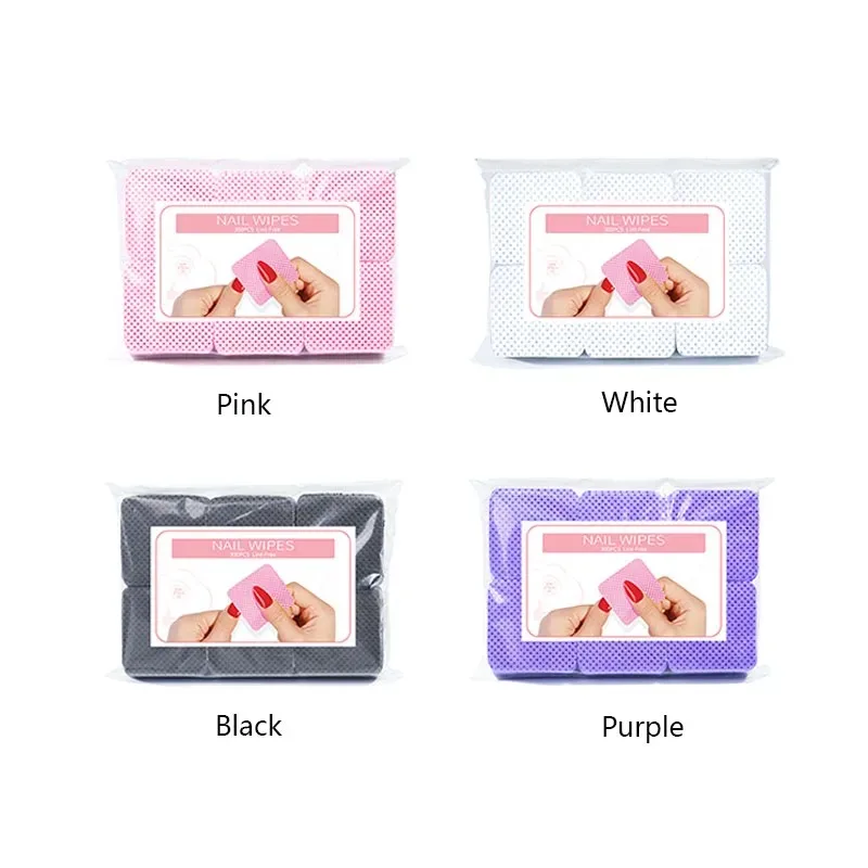 300pcs/Pack Lint-free Nail Polish Remover Napkin Colorful Cotton Wipes Paper Pads UV Gel Dust Cleaner Cleaning For Manicure Tool