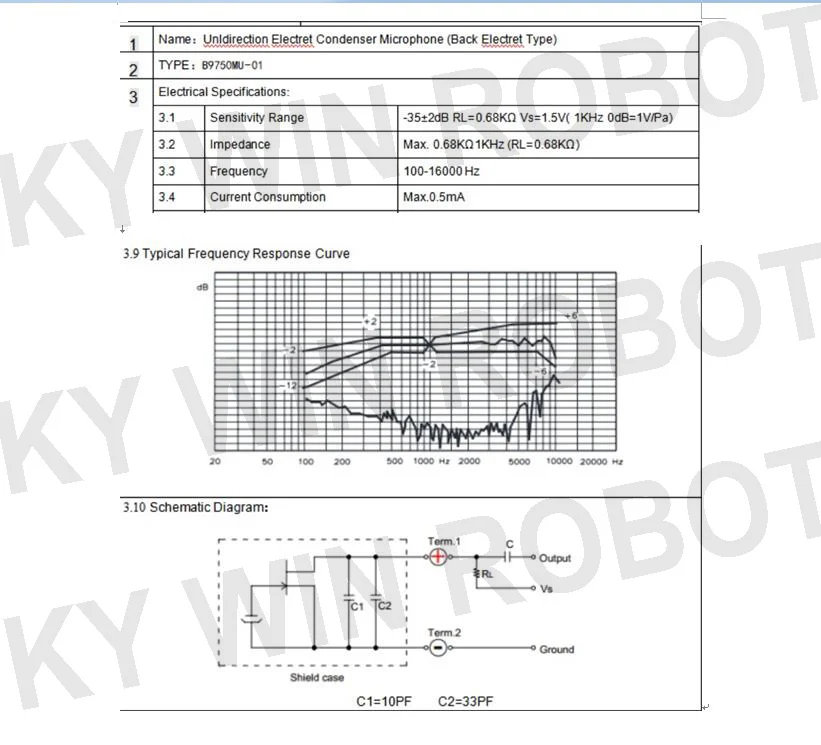 10 STÜCK/SET 9X7X5mm 9750 MIC Kapsel Elektret-Kondensatormikrofon Unidirektional Störungsfrei Hohe Empfindlichkeit Doppelte Kapazität – Detail 1