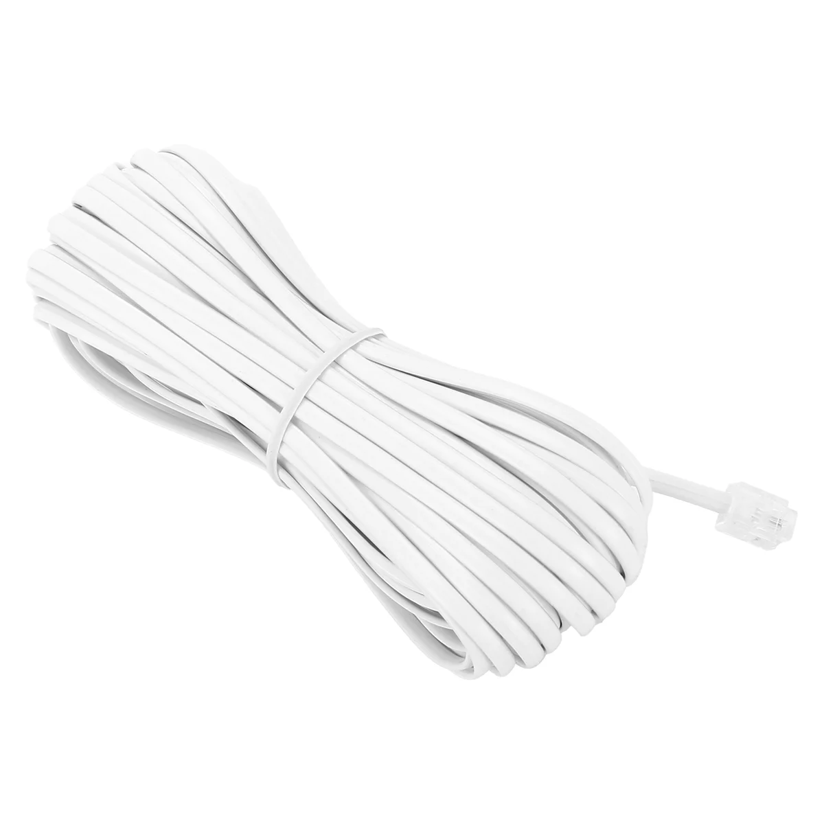 White Male 6P2C RJ11 Plug Telephone Fax Modem Line Cable, 14M for Landline Telephone