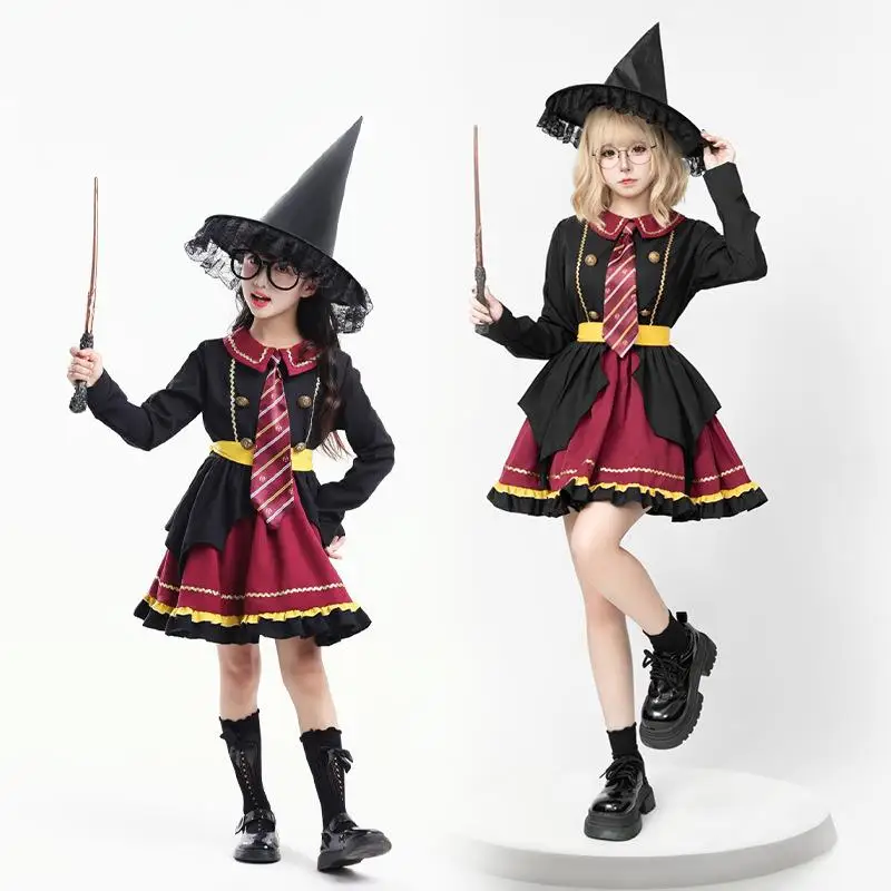 

Костюм ведьмы в стиле Лолиты на Хэллоуин для девочек, наряд для выступлений, традиционный китайский сценический костюм для женщин