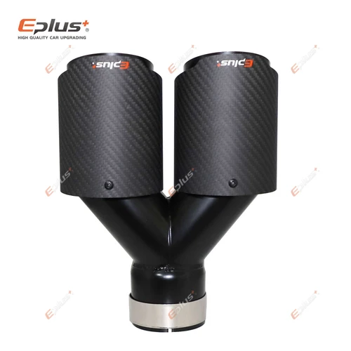 EPLUS-silenciador mate de fibra de carbono en forma de Y para coche, silenciador de tubo de escape de doble salida, decoración de boquilla, Universal, negro inoxidable