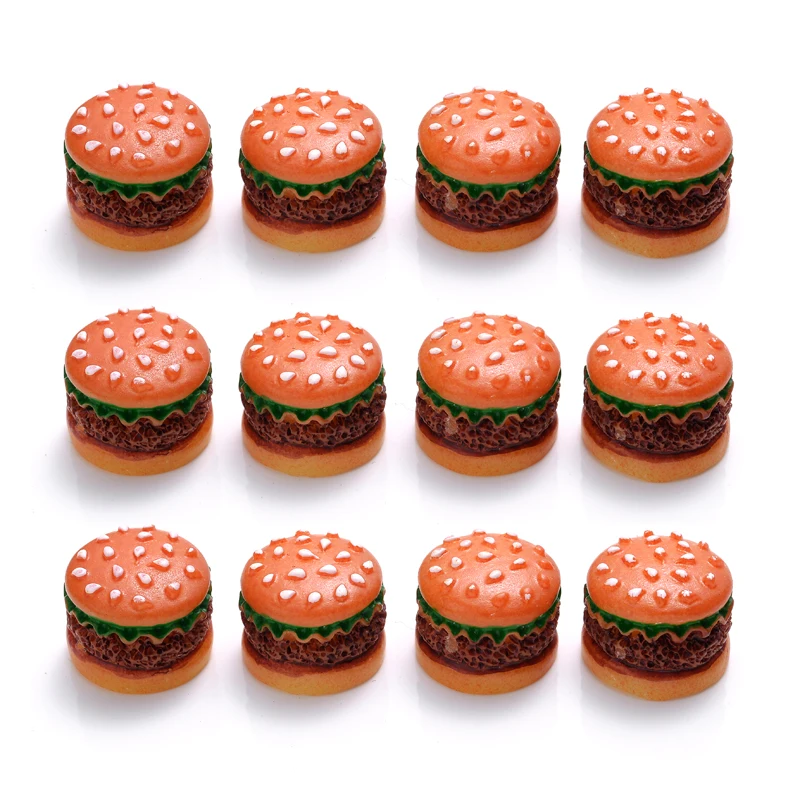 10Pcs Charms Simulation 12x16mm Hamburger Resin Pendant for Earring Bracelet Necklace Keychain DIY Jewelry Making Findings