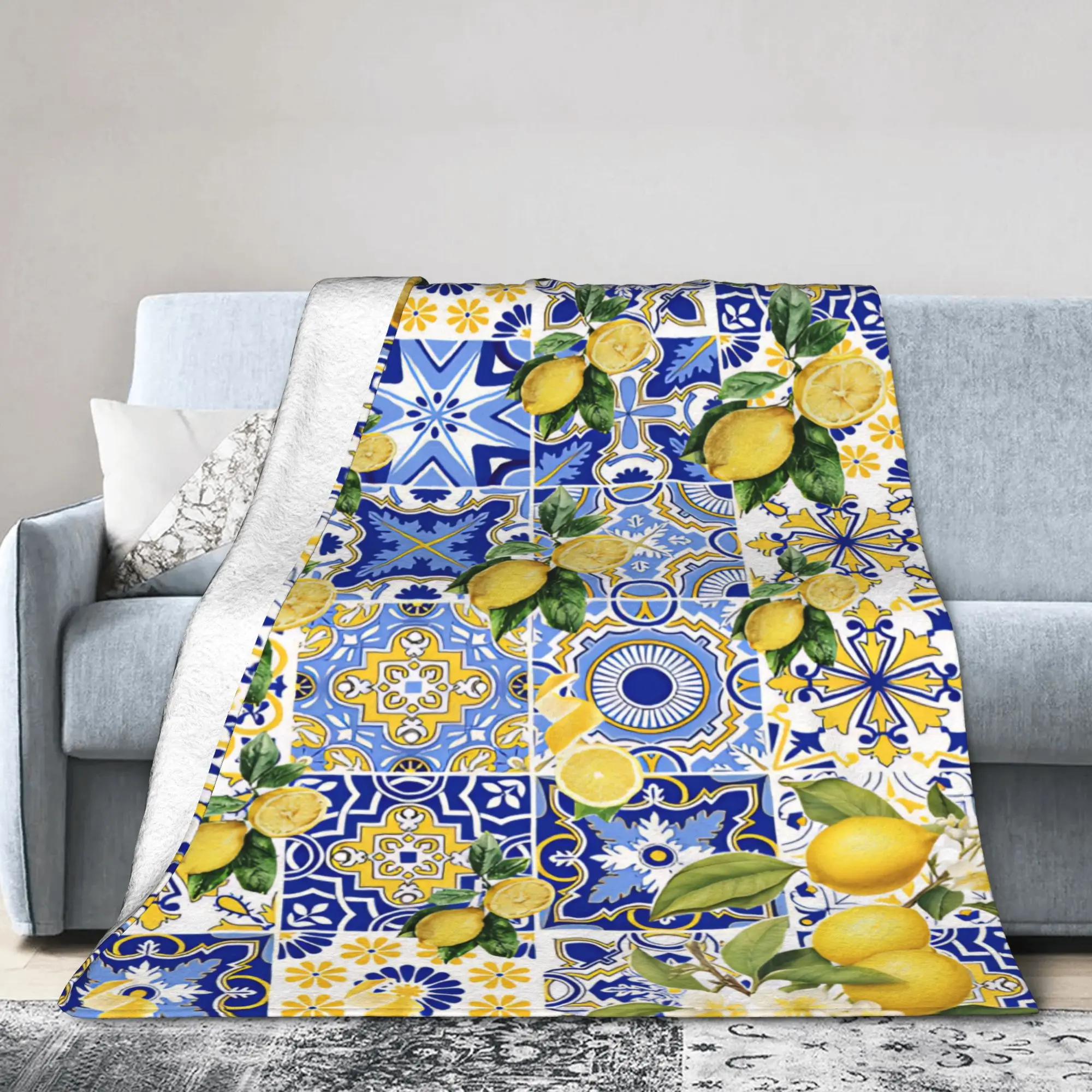 Relax Lemon Sicily Rectangle Blanket Stuff Home Decorative  Throws And Blankets Lightweight Fleece for Couch