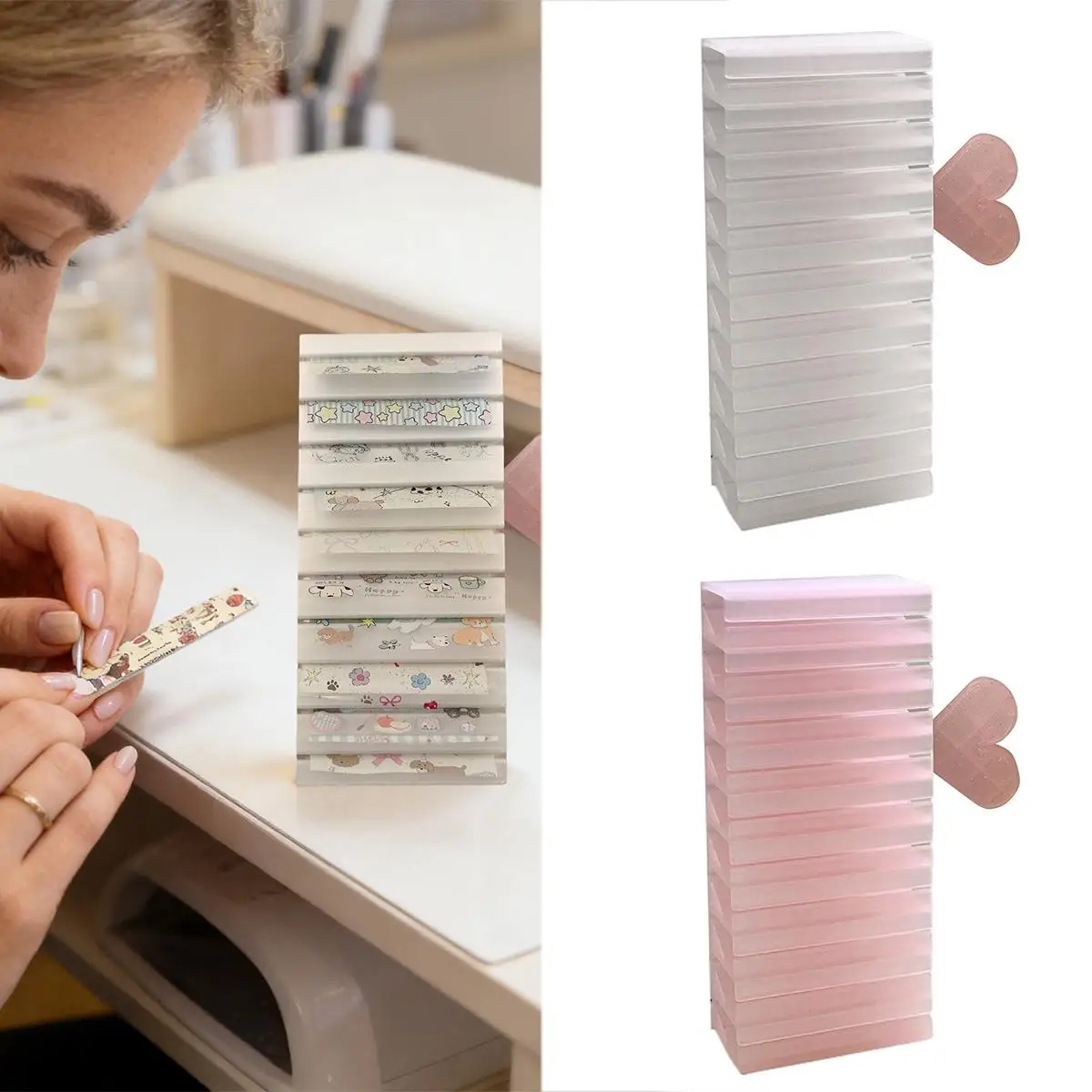Nail Foil Storage Box 10 Grids Clear Transfer Paper Organizer Transparent Foil Roll Holder Dustproof Manicure Supplies