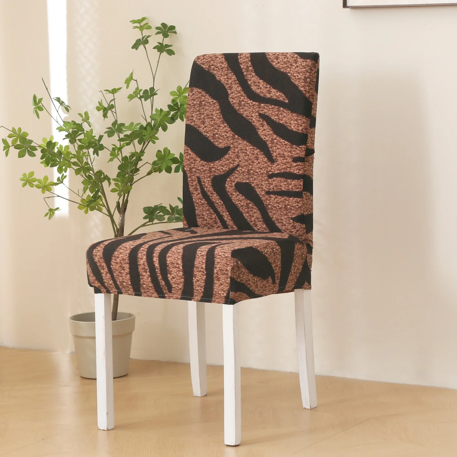 4/6/10 pcs Wild Zebra Print Stretchy Chair Covers Home Protection Festive Decoration Soft Comfortable Fabric Elegant
