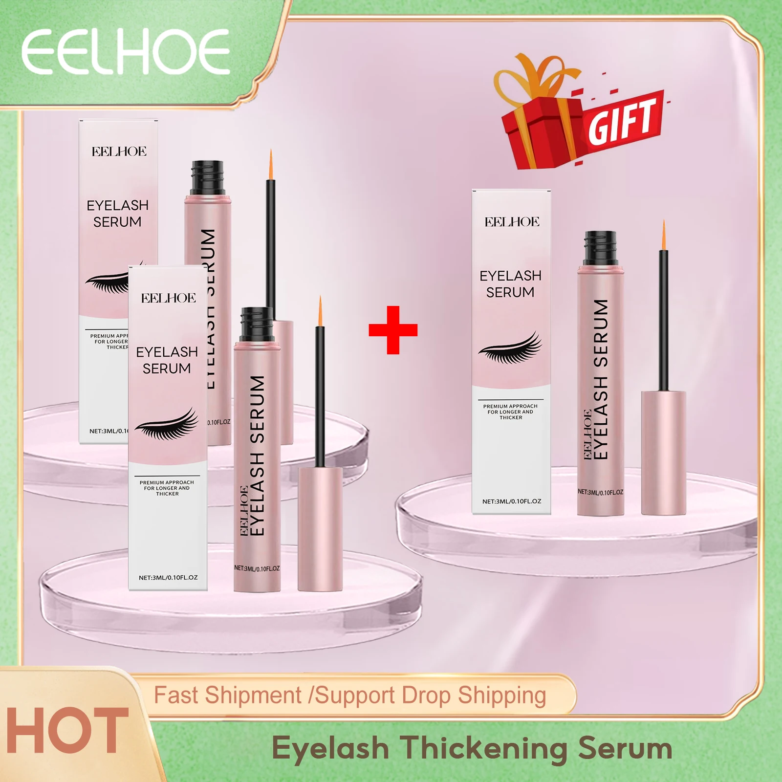 

Eelhoe Eyelash Thickening Serum Nourishing Follicles Easy to Wear Strong Holding Makeup Waterproof Eyelash Growth Essence Oils
