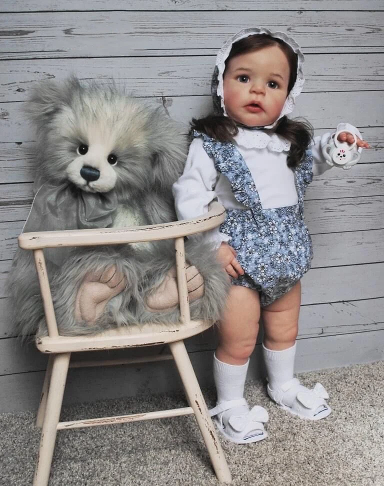 

SANDIE 24inches Reborn Toddler Girl Doll Painted Finished Sandie Popular Lifelike Soft Touch 3D Skin Art Doll