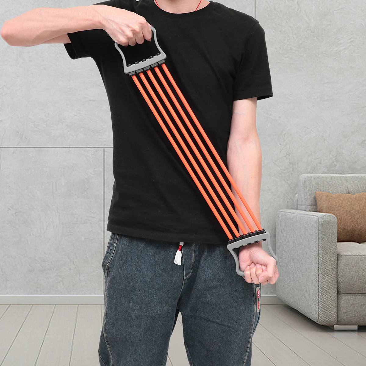 

Chest Expander Tension Rope Pectoral Muscle Training Tool Adjustable Spring Exerciser TPR Equipment Lightweight