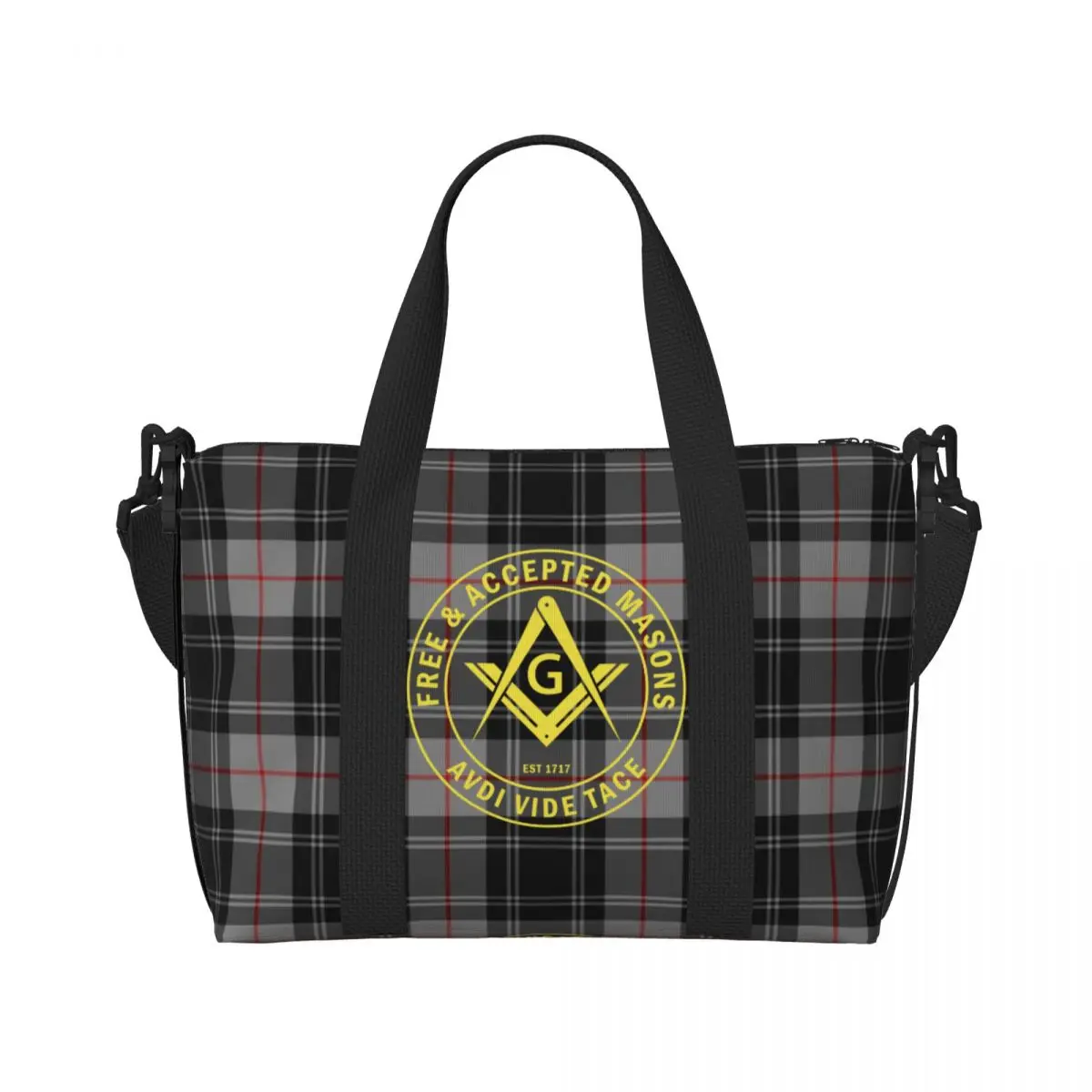 Custom Free Accepted Masons Masonic Freemason Tote Bag Women Large Capacity Beach Gym Shoulder Travel Bag