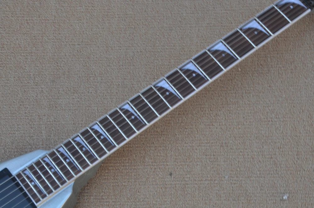 Silver 6 Strings V Electric Guitar with Rosewood Fretboard,Strings Through Body