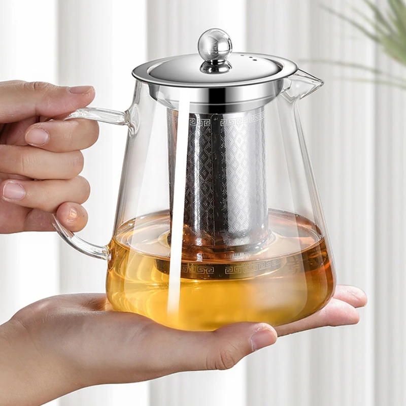 Transparent Glass Teapot Filterable 950ML High Borosilicate Glass Heat Resistant Tea Infuser Puer Flower Tea Home Offers Teaware