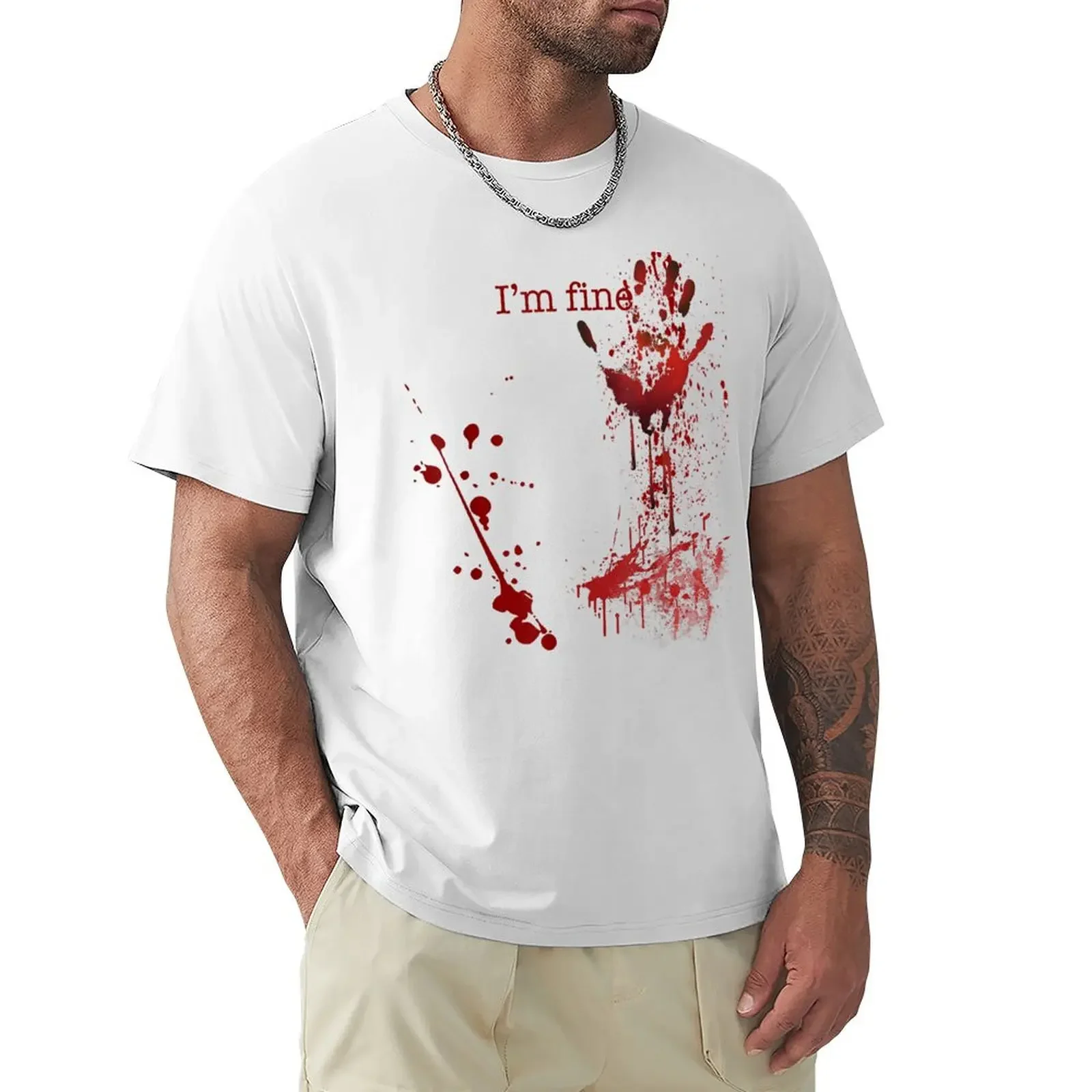 

I_m Fine Bloody Blood For Halloween T-Shirt korean fashion summer top sublime oversized black t shirts for men