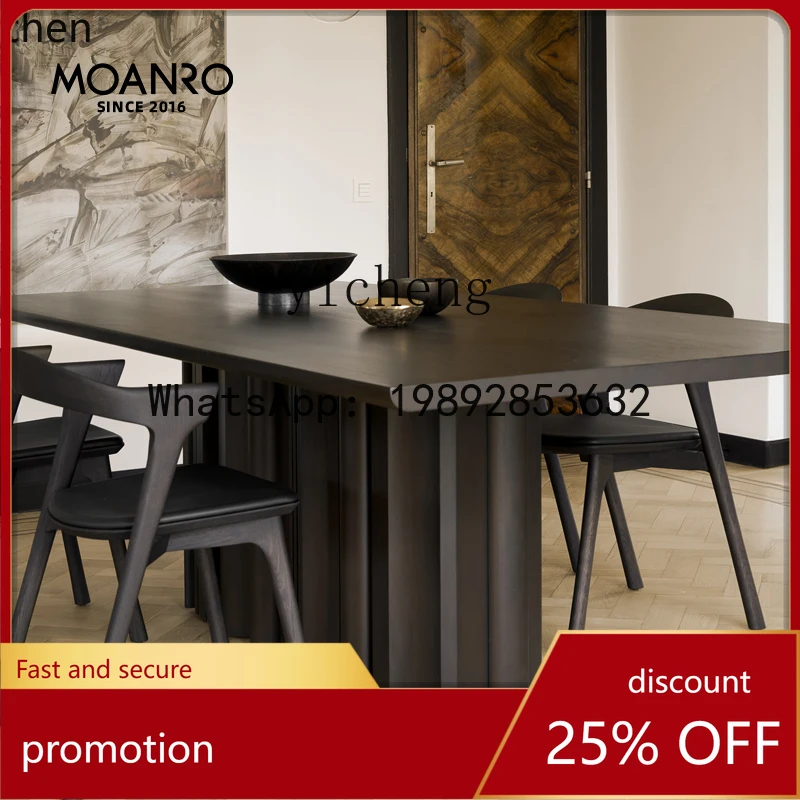 

HT solid wood dining table French medieval wabi sabi log table household simple rectangular home accessories