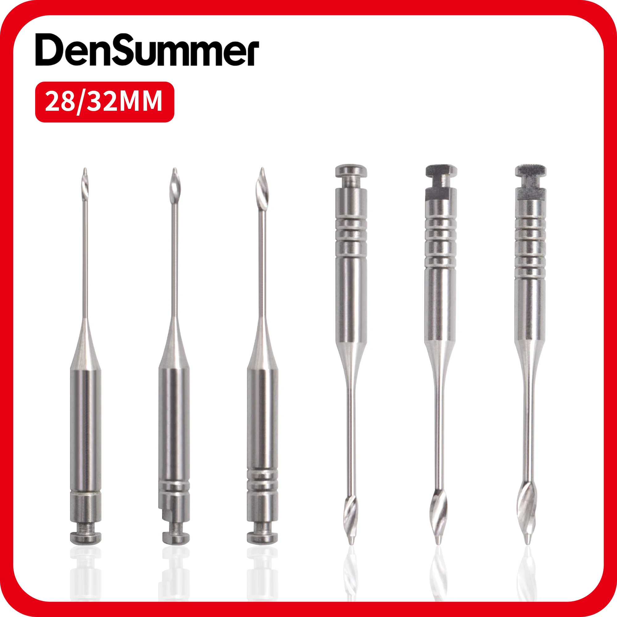 DenSummer Non-cutting Tips Design Stainless Steel Gates Drills 1 Box 32mm 28mm Glidden Endodontic Files #1-6 Safe Gates Reamers