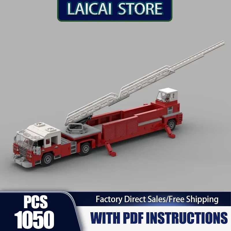 Fire Fighting Vehicle Moc Building Blocks Fire Tiller Truck Model Technology Bricks DIY Assembly Toys Construstion Holiday Gifts