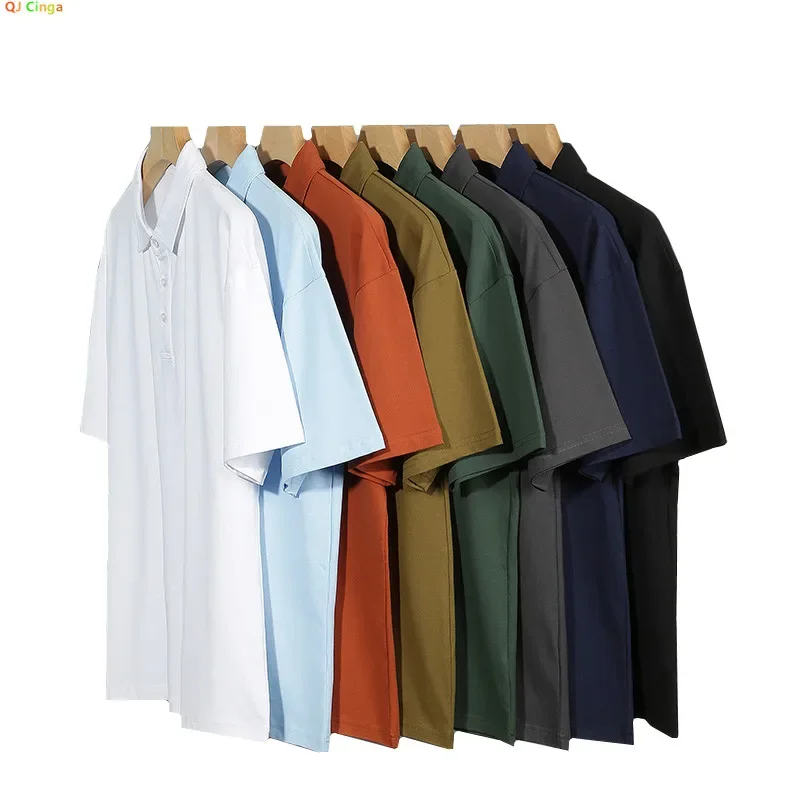 

Summer High-quality Pure Cotton Men's Turn-down Collar Short Sleeve POLO Shirt with Loose Fit Casual T-shirt Polo Shirts