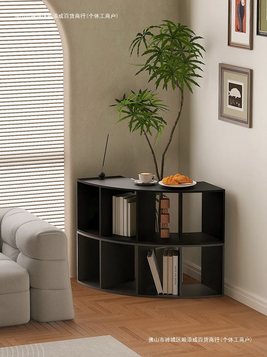 Partition Household Floor Simple Corner Cabinet Shelf Living Room Children's Books Arc Corner Short Bookcase Combination