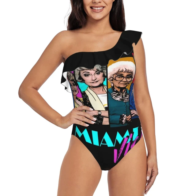 Miami Vice One Piece Swimwear One Shoulder Ruffle Swimsuit Women Backless Bathing Suit Miami Miami Vice