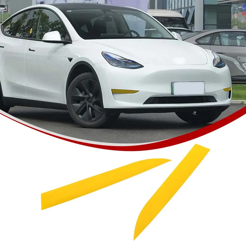 

For Tesla Model Y 2021-2024 Model 3 2017-2022 TPU Yellow Car Front Fog Light Protective Film Trim Sticker Car Accessories