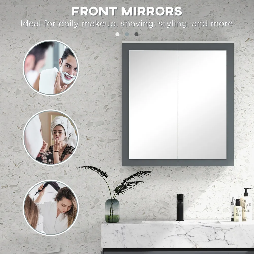 Wall Mounted Bathroom Wall Cabinet with Mirror Double Doors image 4