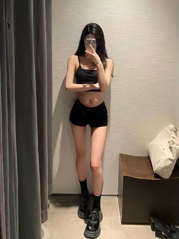 Sexy American Short Jeans Low Waist Women's Summer New Style Black Slimming Short Shorts Butt Covering Ultra Short Hot Pants