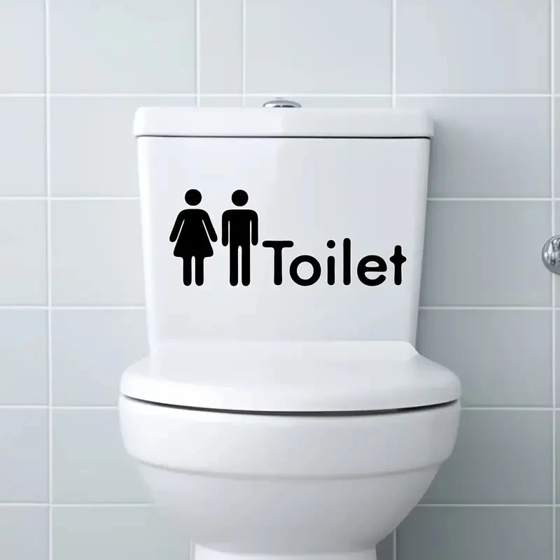 1pc Removable Washroom Toilet Sticker,Bathroom Toilet Sign Door Accessories Wall Sticker,Toilet Lid Decal,Toilet Cover Sticker