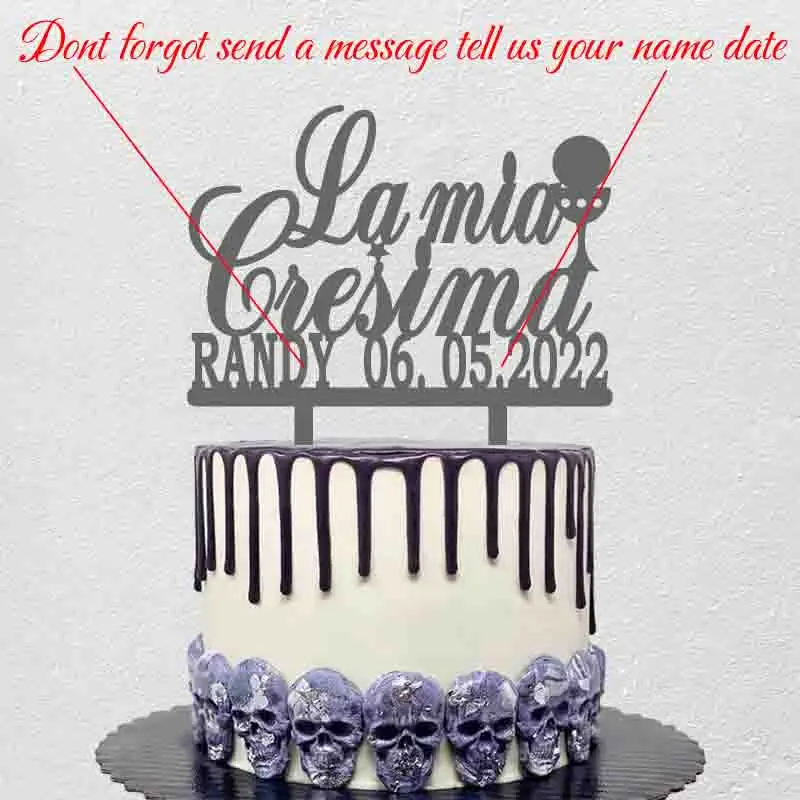 Custom Name Date La Mia Cresima+Your Name Date Cake Topper YC314 image 2