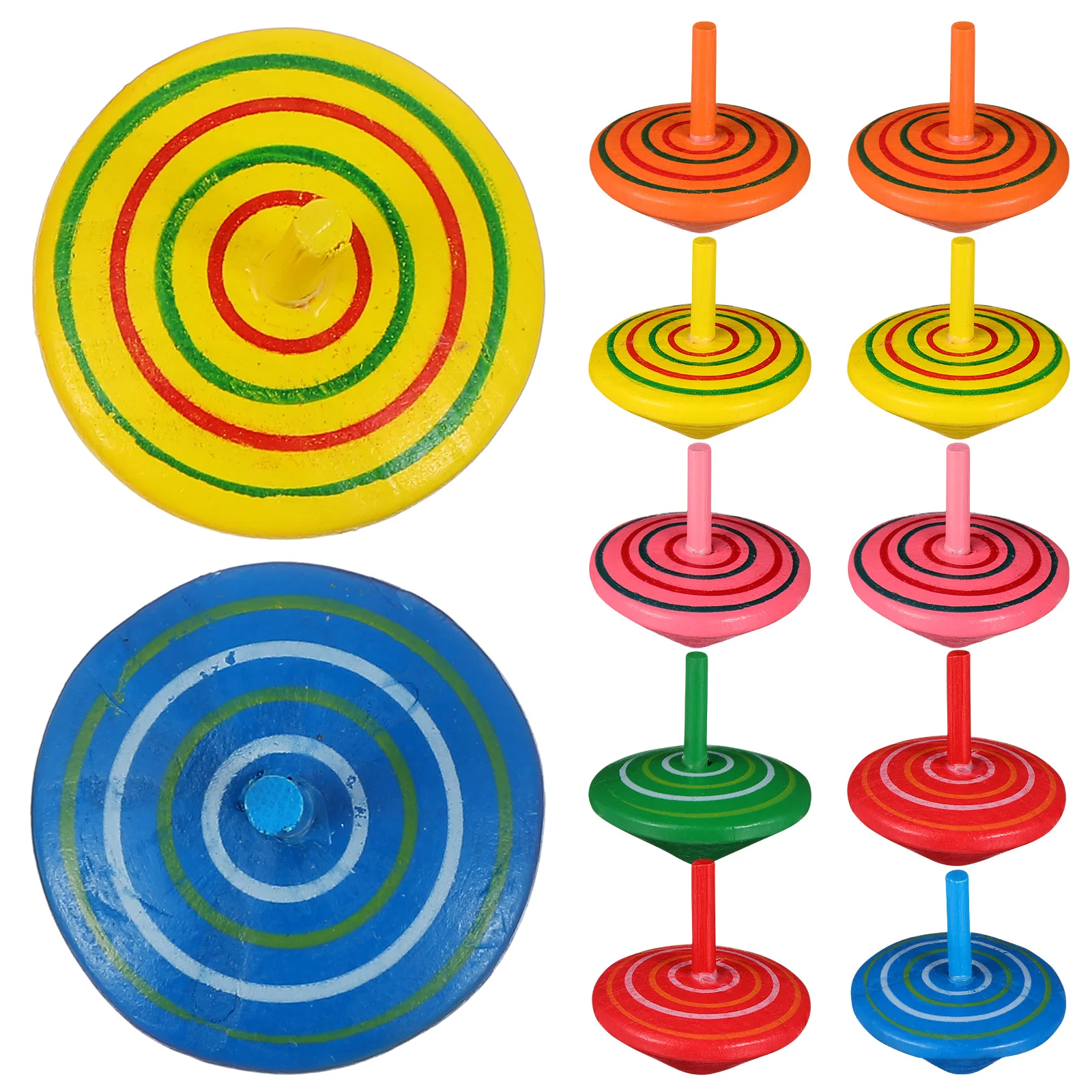 

12Pcs Colorful Rotating Gyro Wood Game for Children Educational Play Skill Building Fast Spinning Top Kids Indoor Outdoor