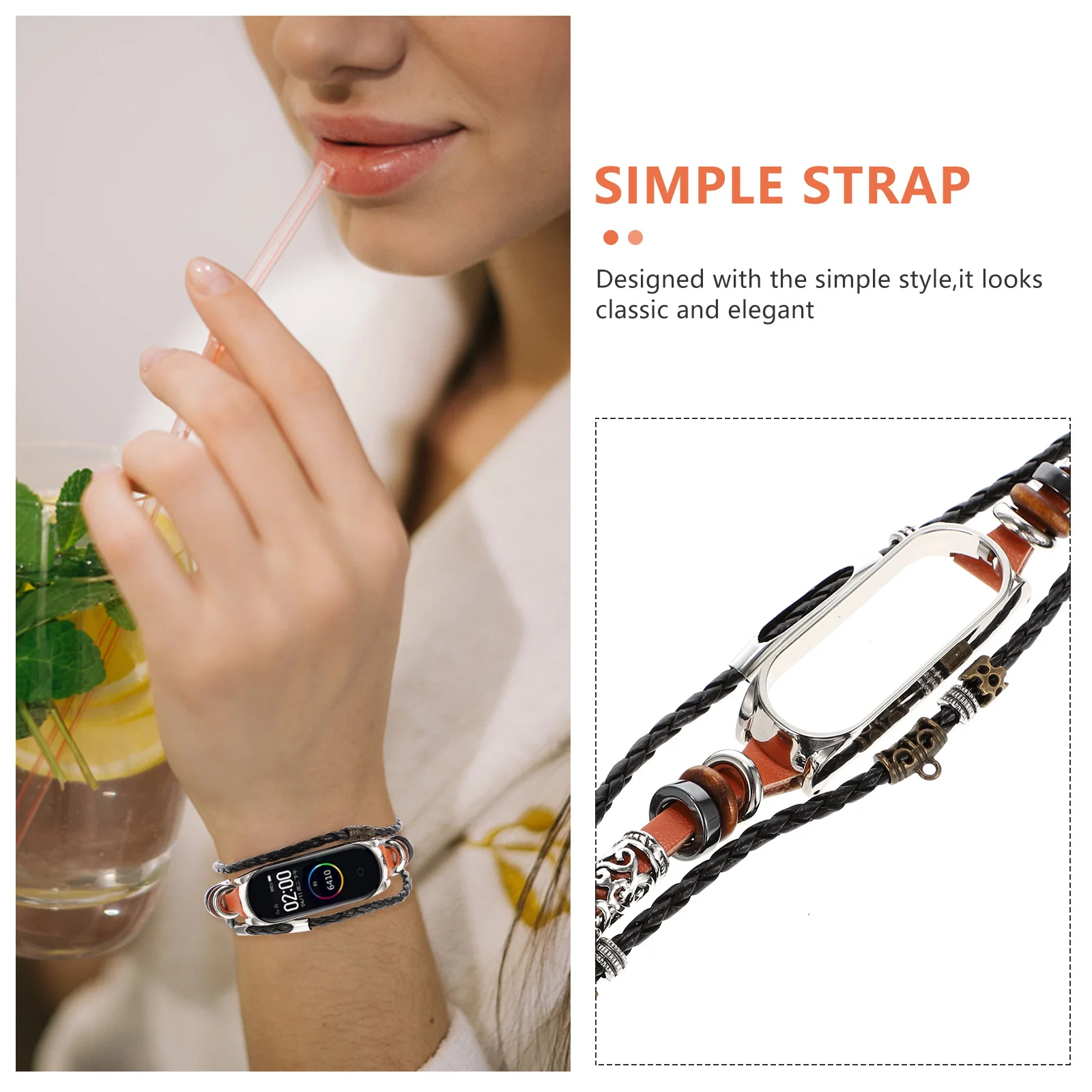 

1Pcs Retro Wristband Beaded Wrist Belt Resistant for Smart Bracelets Customizable Stylish Accessory