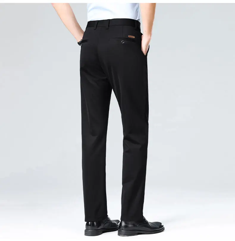 Herren Stretch-Anzughose Business Casual Anzughose Knitterresistent 4-Wege-Stretch Golf Freizeithose Frühling Sommer Blau Schwarz – Detail 4
