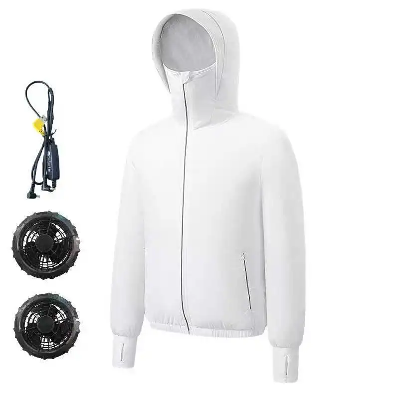 Summer Hooded Air-Conditioning Workwear with Fan Cooling, Outdoor Temperature-Reducing Breathable Vest for Men (Excluding Power