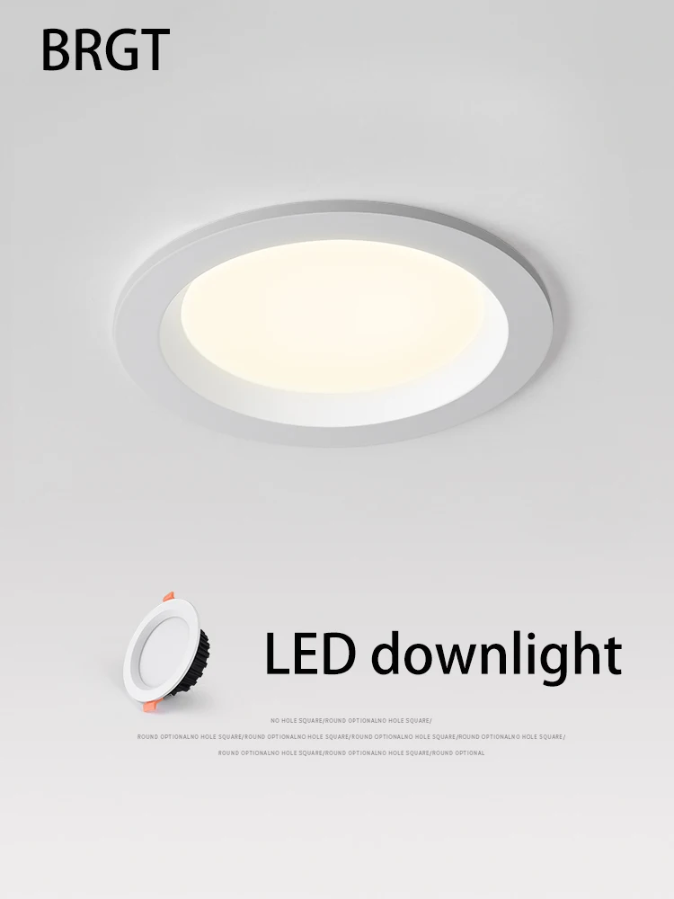 BRGT Led Downlight Recessed Round Ceiling Lamp 3W 5W 7W 12W Spot Lights Aluminum Focos For Kitchen Living Room Indoor Lighting