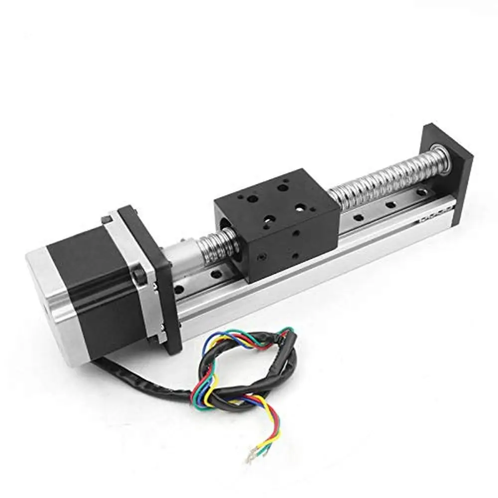 200mm Linear Stage Actuator Nema23 Stepper Motor Ballscrew Slide Block Bearing CNC Table