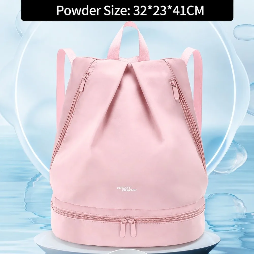 Portable Waterproof Backpack Zip Closure Multi-pockets Swimming Bag Shoe Compartment Shower Ready Dry Wet Separation Bag