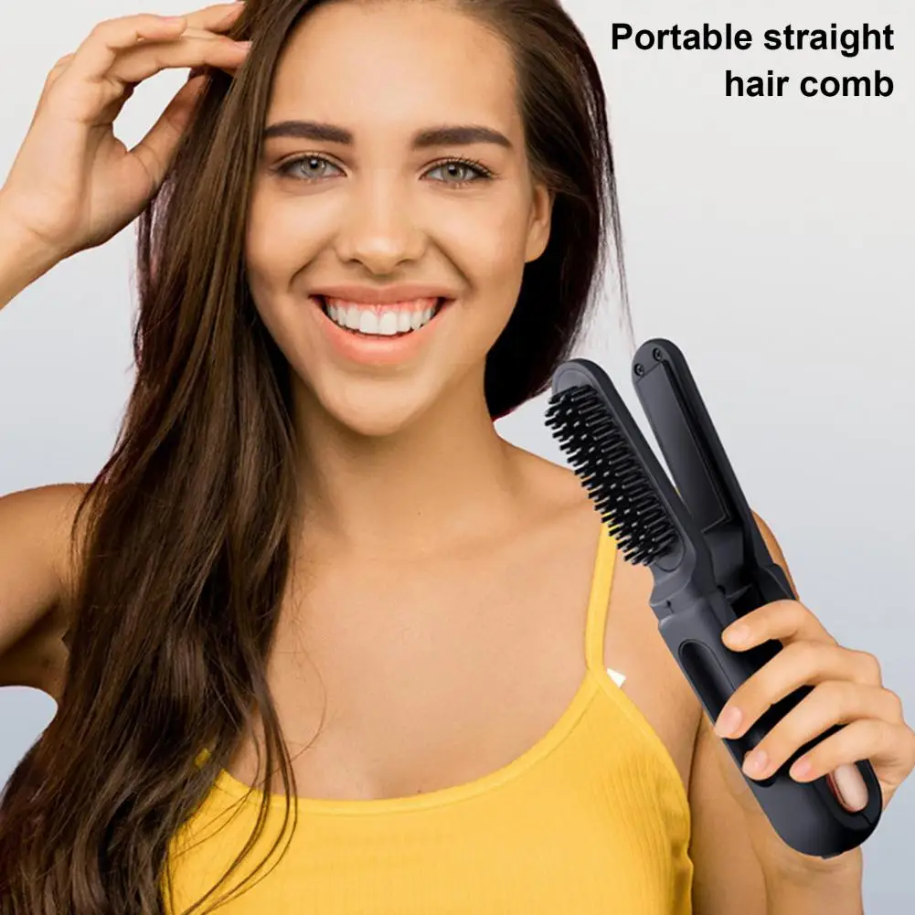 Frizz-free Styling Brush Cordless Hair Straightener Brush with Fast Heating Usb Rechargeable Technology for Curly Hair Styling