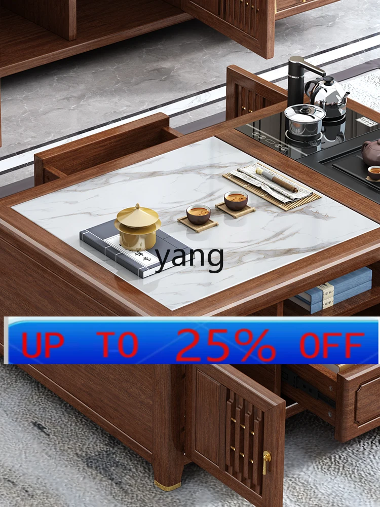 

CX new Chinese solid wood multi-functional kung fu living room small apartment walnut integrated tea table
