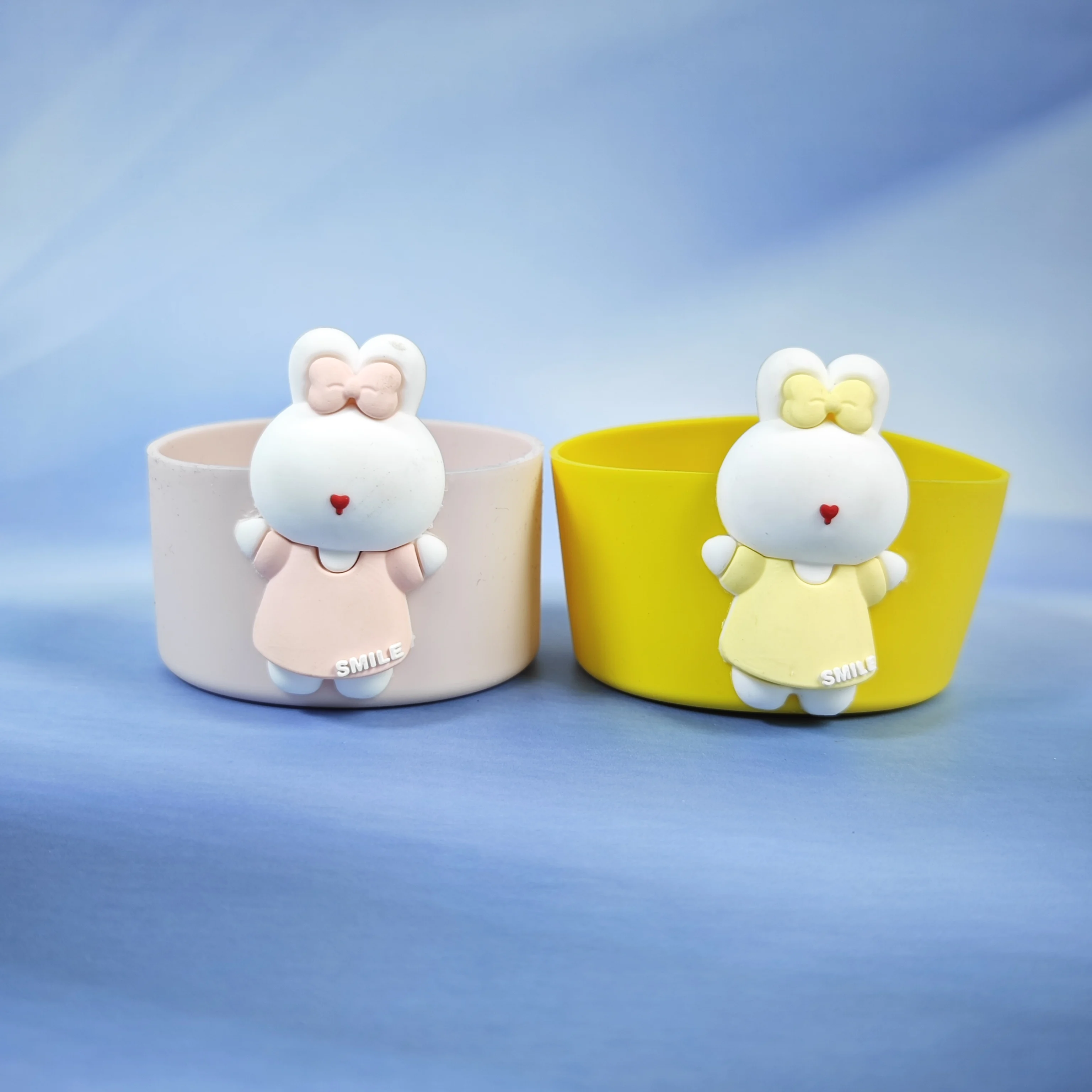 Cartoon Rabbit Silicone Cup Sleeves Accessories For Tumbler With Anti-Slip Coasters - Cute & Functional Lucky Rabbit Water